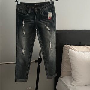 Dollhouse Distressed Washed Black Boyfriend Jeans